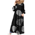 thumbnail image 2 of Robes pour Filles Mode pour Femmes Col en V Ample Manches Longues Coton Lin Imprimé Robe Longueur Cheville Longue Robe Robes T-Shirt en Liquidation, 2 of 8