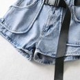 thumbnail image 4 of adviicd Womens Running Shorts Haut Lin Mélangé Taille Tirez sur Short d'Été pour les Femmes Poches à la Mode Bleu, M, 4 of 5