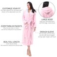 thumbnail image 4 of Women's Plush Fleece Long Robe with Hood, Warm Comfy Fluffy Bathrobe,Pink, 4 of 4