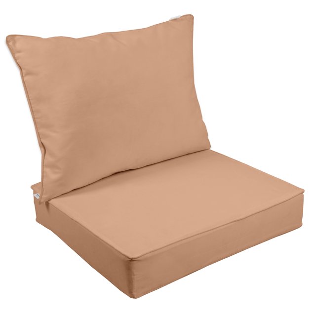 Vargottam Outdoor Deep Seat Patio Cushions Set 2pcs Seat Set All Weather Replacement Cushion Patio Seat And Back Cushion Set 25"x25"x5" Inches-Light Peach