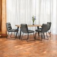 thumbnail image 2 of Homy Casa 63 inch 5-Piece Dining Set, Faux Wood Live Edge Table Faux Leather Upholstered Side Chairs, 2 of 10