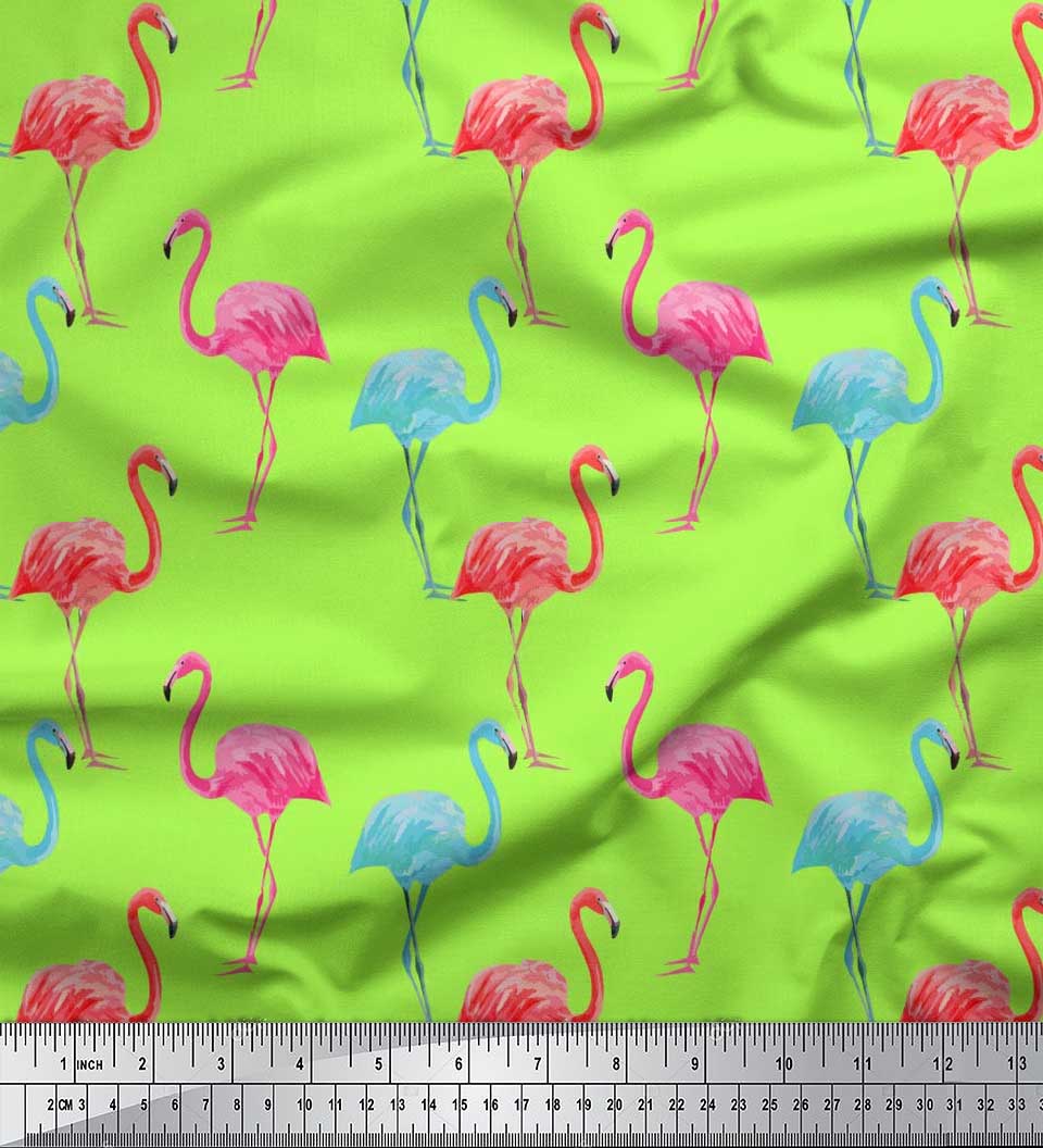 Soimoi Rayon Fabric Flamingo Bird Print Fabric by The Yard 42 Inch Wide