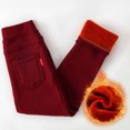 thumbnail image 2 of IROINID Économies Pantalon Garçon Fille Pantalon d'Hiver Taille Élastique Imprimé Brossé Extensible Pantalon Chaud, Bourgogne, 2 of 3