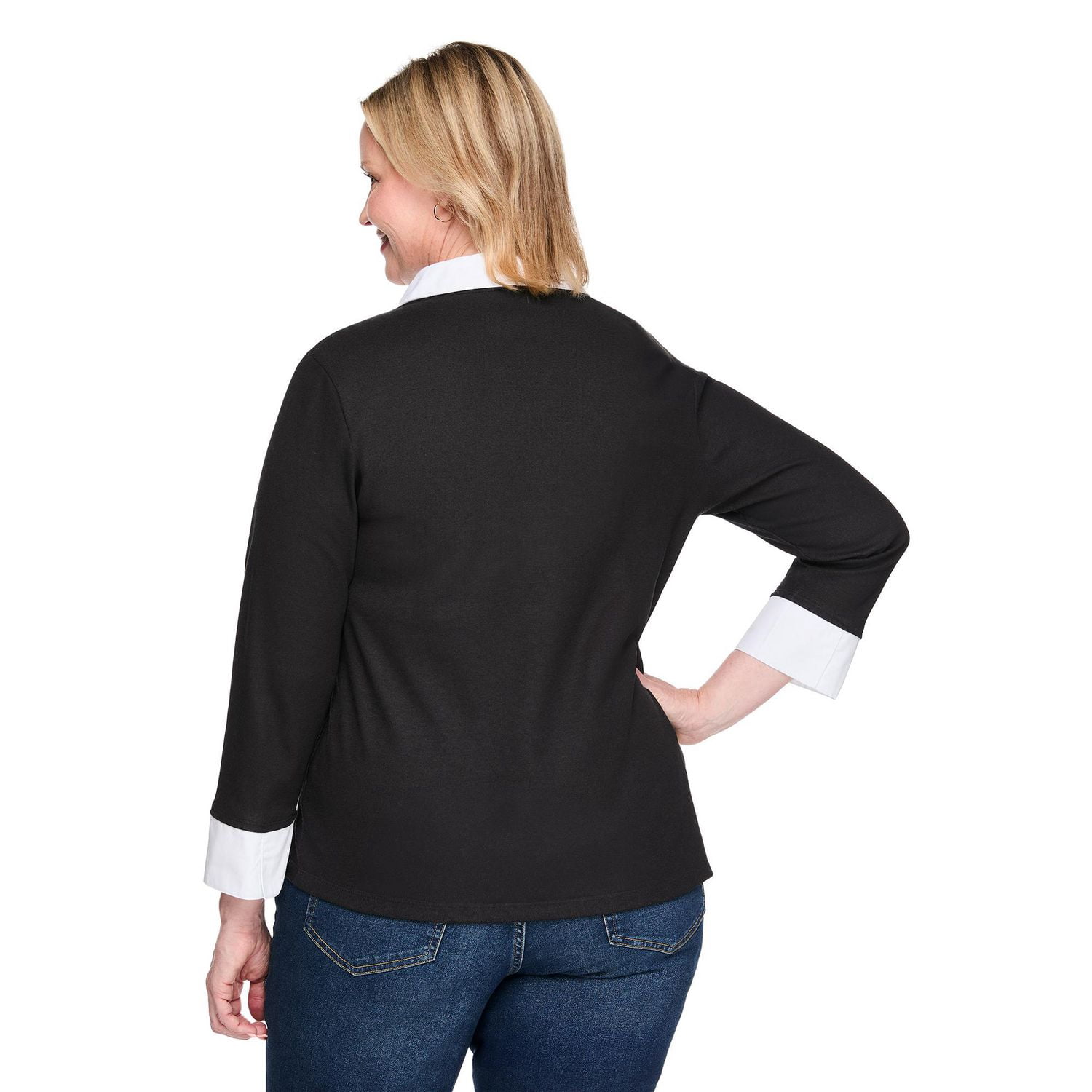 Karen Scott Women's Plus Collared V-Neck Top