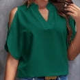 thumbnail image 2 of FAIWAD Summer Tops for Women Off The Shoulder V Neck Shirts Solid Color Going Out Blouses, 2 of 3