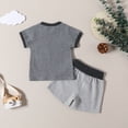 thumbnail image 4 of Plebaso Baby Girls Boys Solid Color Patchwork Short-sleeved Round Neck Tops Shorts Two-Piece Set Kids Summer Clothes, 4 of 7