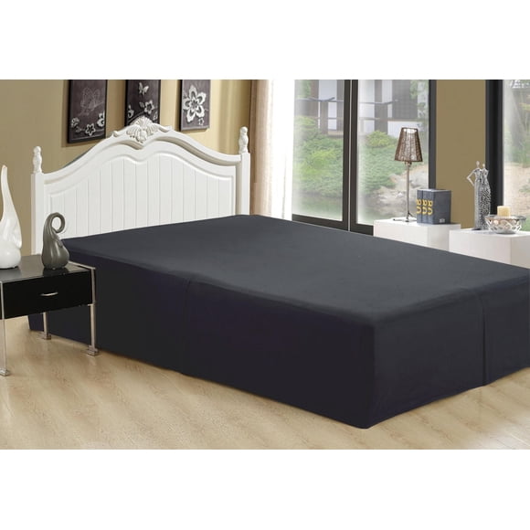 Marina Decoration Ultra Soft Silky Hotel Quality All Season Deep Pocket 16 Inch Drop Solid Tailored Rayon from Bamboo Bed Skirt, Black Color