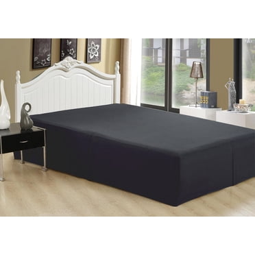 Marina Decoration Ultra Soft Silky Hotel Quality All Season Deep Pocket 16 Inch Drop Solid Tailored Rayon from Bamboo Bed Skirt, Black Color