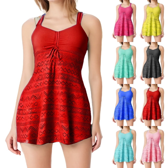 VBTAPA Maillots de Bain Modestes pour Femmes Deux Pièces Robe de Bain Maillots de Bain avec Bas Tendance Ajouré Maillot de Plage Ventes à Durée Limitée Rose TTTTG