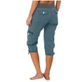 thumbnail image 3 of Cameland Pantalon Cargo de Randonnée pour Femmes en Coton, Taille Élastique, Pantacourt d'Extérieur à Bas Resserré, Pantalon de Sport avec Poches, 3 of 4