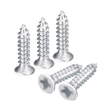 Unique Bargains ST2x10mm White Screws Self Tapping Screws, 100 Pack Flat Head Phillips Wood Screws for Woodworking