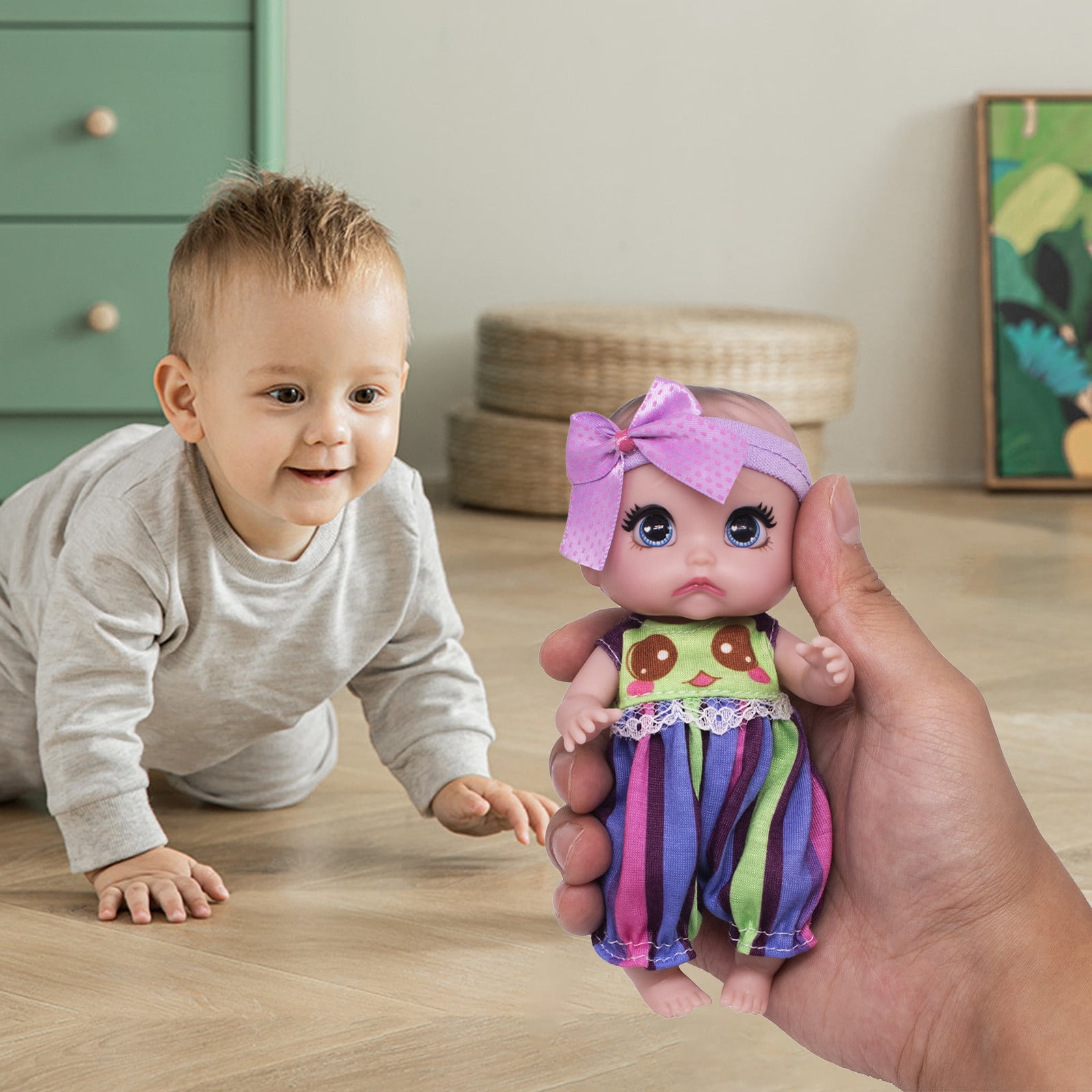 Dadatutu Mini Baby Doll with Clothes, 6 Inch Silicone Baby Dolls