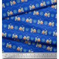 thumbnail image 3 of Soimoi Blue polyester Crepe Fabric Snowman & Snowflake Christmas Print Fabric by Yard 42 Inch Wide, 3 of 5