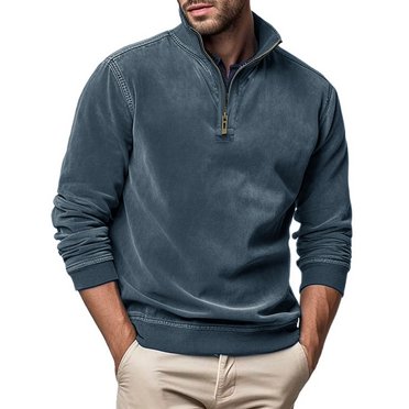 DecSea Polos à Manches Longues pour Hommes, Mode, à Blocs de Couleur, T-Shirts à Fermeture Éclair