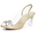 thumbnail image 1 of BLISSFUL STEP Sandales à Talon pour Femmes à Bride Arrière Transparente avec Fleurs et Strass, 1 of 7