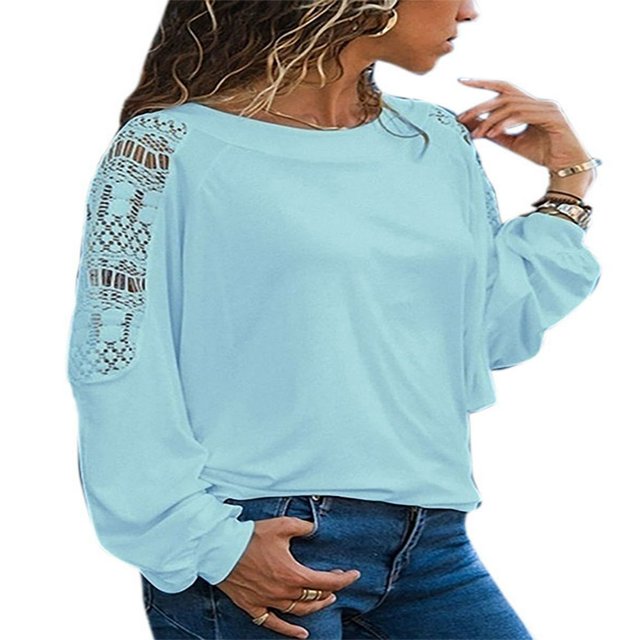Blouse à Manches Longues à Col Ras du Cou, Haut Ample (Grande Taille pour Femmes) 1 Paquet