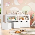 thumbnail image 1 of Homfa Kids Toy Storage with 4 Drawers, Cubes Storage Bin with Shelves and Wheels for Kids Living Room, White, 1 of 7