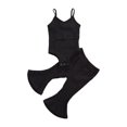 thumbnail image 4 of Xingqing 2PCS Infant Baby Girls V-Neck Solid Color Sleeveless Jumpsuit Bell-Bottom Suit, 4 of 8