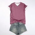 thumbnail image 3 of Besolor Summer Short Sleeve Shirts for Women Casual V Neck Solid Color Basic Tees Ladies Going out Tops, 3 of 3