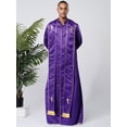 thumbnail image 1 of Moggemol Robe de Clergé d'Église pour Homme avec Étole Costume de Prêtre pour Jeu de Rôle Manches Longues Croix Dorée Soutane Violet P, 1 of 7