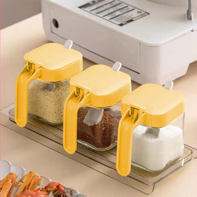 Pots à Épices en Verre pour l'Organisation de la Cuisine / Contenants à Épices Hermétiques avec Couvercle Rabattable / Bouteilles d'Assaisonnement Compactes pour Ranger les Herbes et les Épices / Garder au Sec pour la Maison Ou le Camping en Plein Air