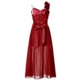 thumbnail image 4 of RUNQHUI Robe Princesse à Volants pour Enfants Filles Combinaison Robe en Tulle à Fleurs Broderie Robe en Mousseline Bourgogne 14, 4 of 7