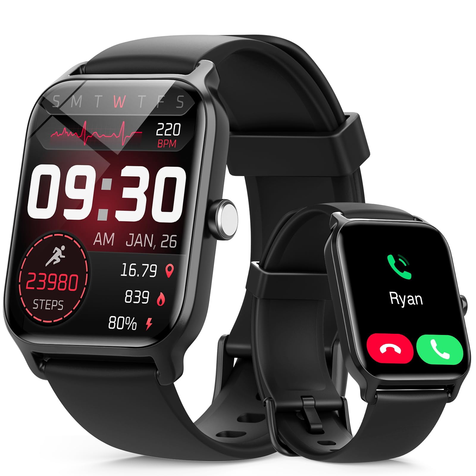 Tensky Smart Watch for Men/Women, 1.85'' HD Touchscreen Smartwatch for Android/iPhone/Samsung/(Bluetooth Call), Alexa Built-in, 1