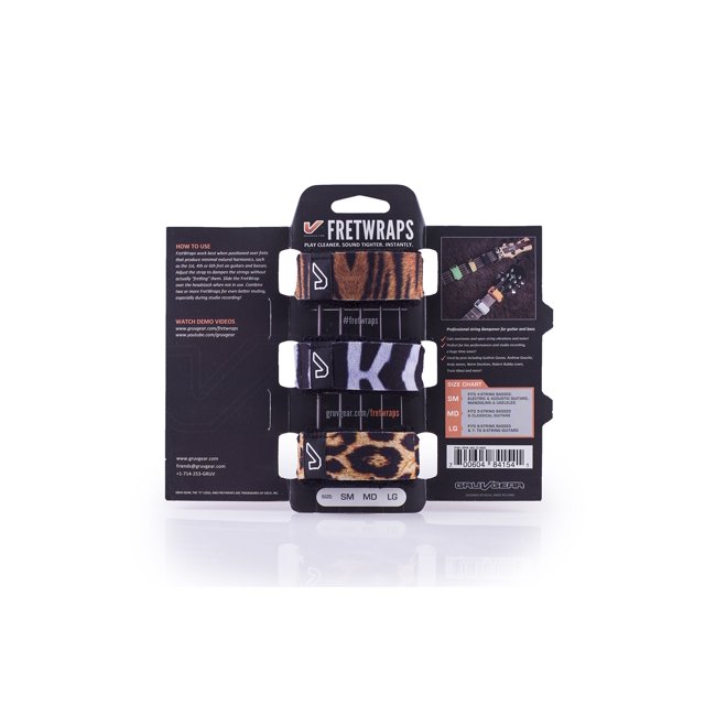 Gruv Gear FretWraps String Muters 3-Pack (Safari Print, Large) (FW-3PK-WLD-LG)