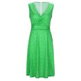 thumbnail image 4 of TSADFHJI Jupes en Satin pour Femmes Mini Robe Portefeuille Fleurie pour Femme à Col en V Robe Midi Évasée à Manches Courtes à Revers Robe Midi Multicolore à Encolure Dégagée Robes Mini L Vert, 4 of 8