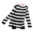 thumbnail image 4 of Women Hollow Knit Long/Short Sweater Adults Color Block Stripe Pattern Long Sleeve  Neck Pullover Streetwear Warm Autumn, 4 of 5
