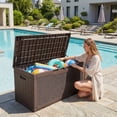 thumbnail image 2 of Homall 100-Gallon Outdoor Resin Deck Box for All-Weather Use Lockable Waterproof Storage Solution with Cushion Storage，Brown, 2 of 7