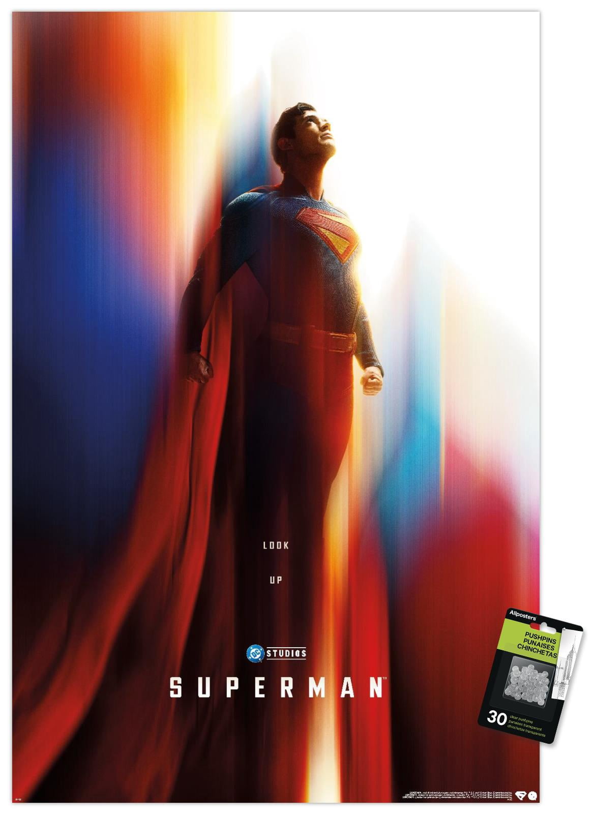 DC Studios Superman (2025) - Superman Teaser One Sheet Wall Poster with Pushpins, 22.375" x 34"