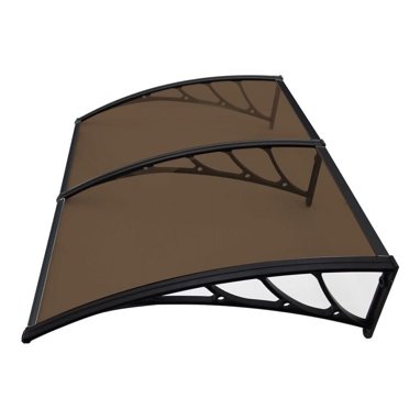 INTBUYING Auvent de Patio en Polycarbonate 39*59 Pouces, Protection UV, pour Fenêtres et Portes, Brun Foncé