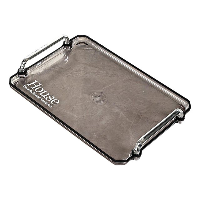 veasfak Hollow Handle Serving Tray, Rectangular Tray with Handle, Lightweight Food Trays S and White