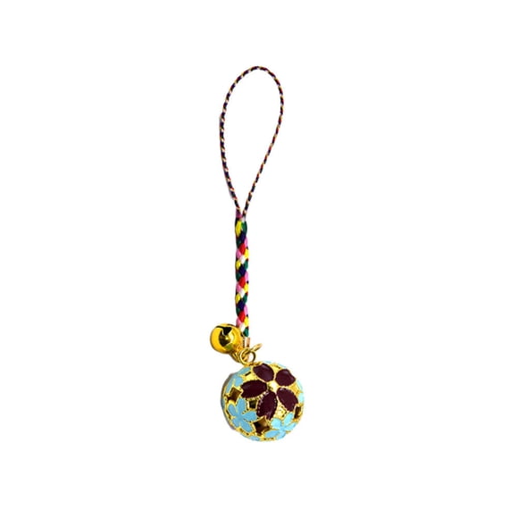 MasteelfCA Creative Bells Pendant Accessories Hollow Cherry Blossoms Japanese Bells Copper Bells Hanging Accessories Supplies with Hanging Cord for Men Women DIY Craft (Blue Purple)