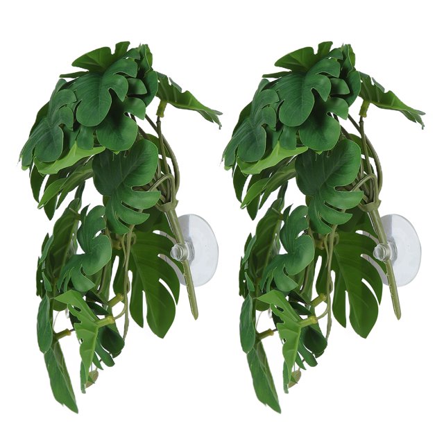 Ccdes Lifelike Plastic Plant, Artificial Reptile Plant 2PCS For Reptile Pet Nests For Fish Tanks