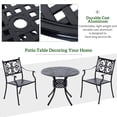 thumbnail image 4 of Outsunny 33-Inch Roud Patio Dining Table with Umbrella Hole, Cast Aluminum Garden Table, All Weather Patio Bisto Table, for Lawn, Garden, Outside, Black, 4 of 10