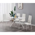thumbnail image 1 of K-Living Nash 5PCS White Anti Scratch, Powder Coated Metal Dining Set with PU Chairs (Table with 4 Chairs), 1 of 3