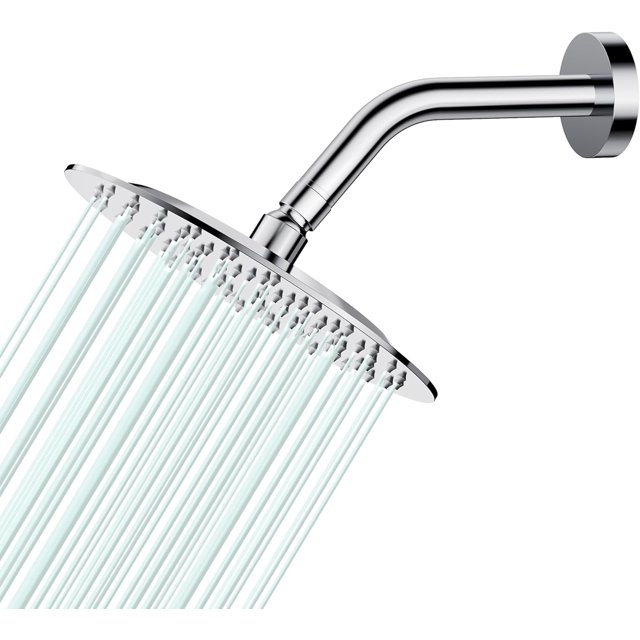 Pomme de Douche Pluie Ronde Pomme de Douche Débit Élevé Acier Inoxydable Pomme de Douche Pluie Conception Haute Pression (BChrome)