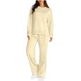 thumbnail image 1 of Pisexur Ensembles Deux Pièces pour Femmes Automne Couleur Unie Chandails à Manches Longues à Col Rond Pantalons de Survêtement Amples à Jambe Grand Ensembles de Survêtement Femmes Tenue 2 Pcs Tenue Décontractée de Voyage Tenues de Vacances pour Femmes, 1 of 8