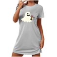 thumbnail image 3 of Sakmal Grande Taille Moomoo Chemises de Nuit Femmes Gris Halloween Mignonne Robe de Nuit Effet Nuage Imprimé Fantôme Manches Courtes Col Ras du Cou Chemises de Nuit P-2TG, 3 of 4