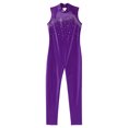 thumbnail image 4 of Jizyo Kids Girls Dance Unitard Sleeveless Full Body Jumpsuit Rhinestone Rompers One Piece Ballet Dance Leotard Purple 16, 4 of 6