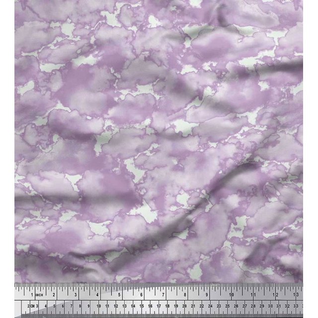 Soimoi Silk Fabric Cloud Nature Print Sewing Fabric Yard 42 Inch Wide