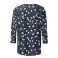 thumbnail image 5 of Craaazy Hauts Tendance pour Femmes Grande Taille Coupe Ample Imprimé Floral Col Rond Style Décontracté Blouse à Manches 3/4 pour le Printemps, l'Été, Sorties Quotidiennes, 5 of 5