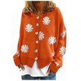 thumbnail image 1 of Kcodviy Women Coat Cardigans Daisy Oversized Cardigan Printing Long Sleeve O-Neck Mesh Cardigan Cropped Sweater Top, 1 of 5