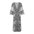 thumbnail image 4 of Soldes! Cameland Robe Cheville à Manches Longues Imprimée à Col en V pour Femmes, 4 of 6