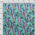 thumbnail image 3 of oneOone Silk Tabby Turquoise Blue Fabric Abstracts Sewing Material Print Fabric By The Yard 42 Inch Wide, 3 of 5