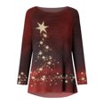 thumbnail image 4 of CEHVOM Chemises Décontractées à Manches Longues pour Femmes Chandail Tunique Ample Hauts Imprimé de Noël Blouse à Col Rond, 4 of 5