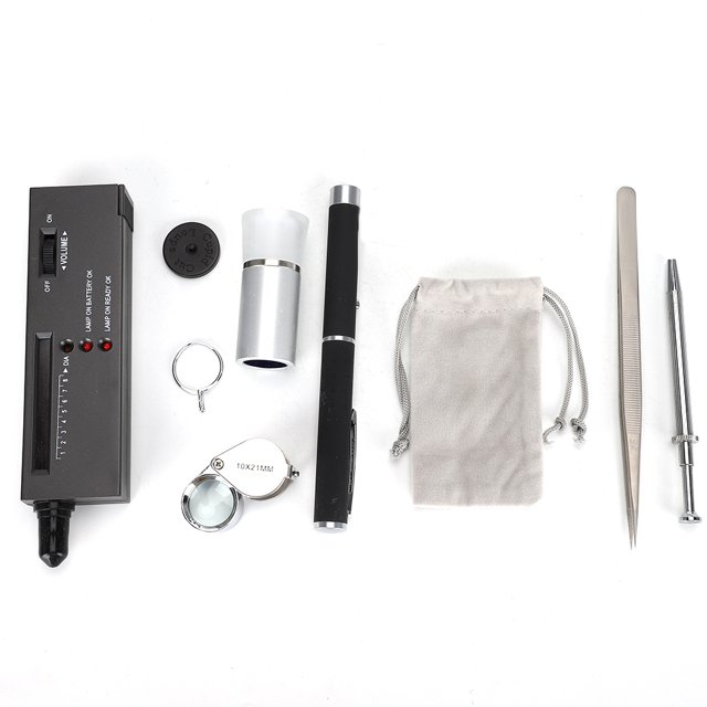 Kit d'Outils d'Identification de Griffe de Diamant de Loupe de Visionneuse de Lampe-Torche de Testeur de Diamant