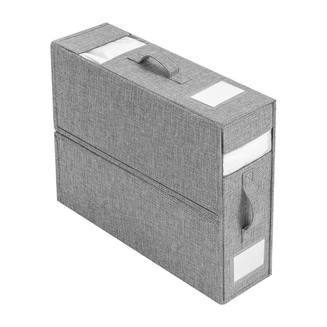 Boîte de Rangement pour Ensemble de Draps Tissu Fenêtre Visuelle Fermeture Éclair Pliable Boîte de Tri pour Couvertures Armoire Rangement de Literie